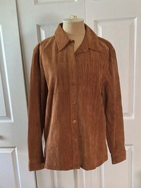 Coldwater Creek Brown Suede Button-Up Jacket